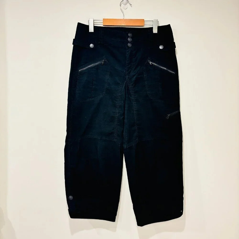 JACKPOT Black Corduroy Cropped Pants | Utility Style Mid-Rise‎ | EU 38 *
